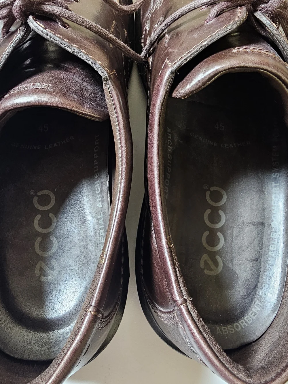 ECCO Men's Brown Leather Oxford Dress Shoes EU 45 US 11-11.5 Lace Up Comfort